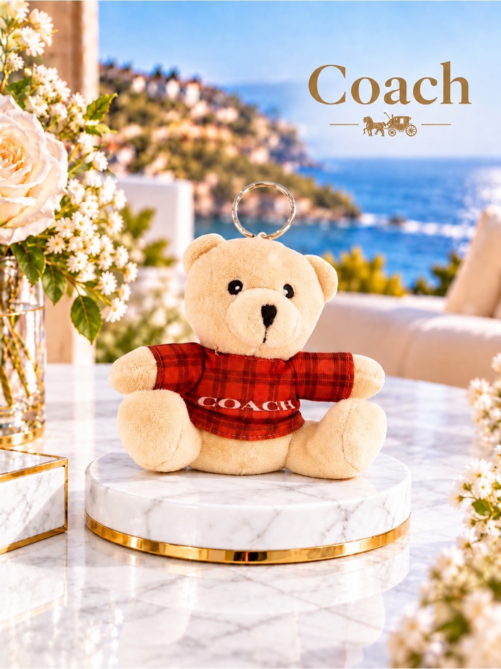 Coach Plush Beige Teddy Bear Limited Edition NWOT with dusty